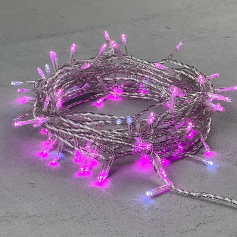 Гирлянда Нить 10м розовая с мерцанием белого диода 24В, 100 LED, провод прозрачный ПВХ, IP54 Laitcom PST100BLW-10-1P