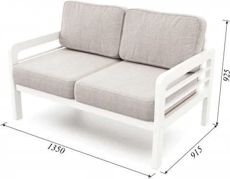 Диван Arsko прямой Бергер М белая эмаль рогожка серая