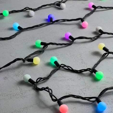 Гирлянда «Шарики» 10м RGB 220B, 100 LED, провод черный каучук, IP65 Laitcom BB100-2-2RGB