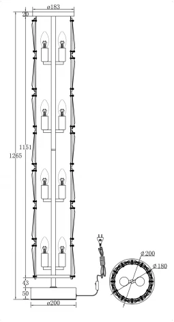 Торшер колонна Maytoni Puntes MOD043FL-08CH (220V, хрусталь, выключатель)
