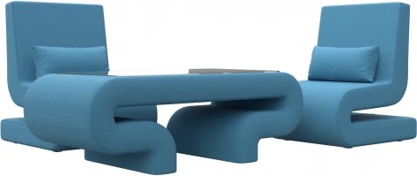 Набор Волна-3 (стол, 2 кресла) (Голубой/Рогожка) Лига Диванов арт.125784