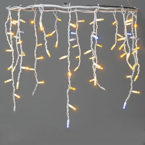 Гирлянда Бахрома 3,1 x 0,5 м желтая с мерцанием белого диода 220В, 120 LED, провод белый каучук, IP65 Laitcom LL120BLW-8-2Y