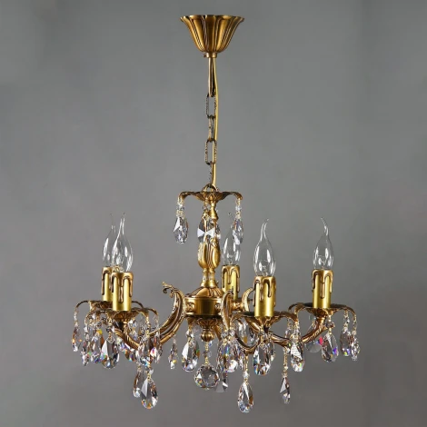 Подвесная люстра Ambiente by Brizzi Benisa 2226/5 AB Tear Drop (220V, хрусталь Asfour, на цепи, подсвечник, свеча)