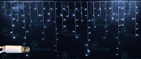 Гирлянда светодиодная Бахрома белая 220B, 144 LED, провод прозрачный, IP65 RL-i3*0.9-CT/W Rich LED
