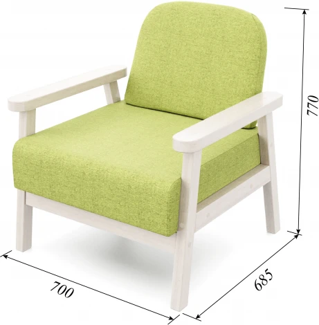 Кресло Arsko Флори беленый дуб рогожка зеленая