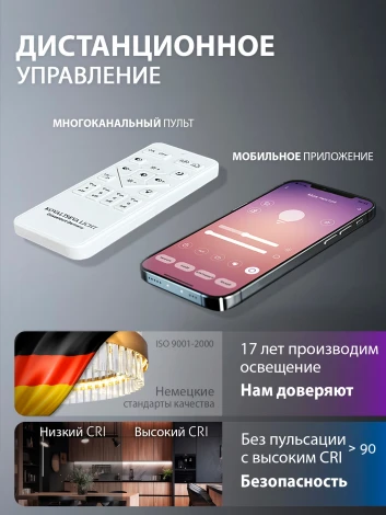 Подвесная люстра светодиодная нимб с пультом ДУ, моб. приложением 160W, хром, LED Natali Kovaltseva INNOVATION STYLE 83161 (регулировка яркости, 220V, на тросе, круглые)