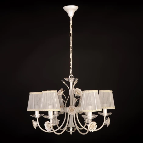 Подвесная люстра Abrasax 2031/6 (cream pearl) (220V, на цепи, цветы, розы)