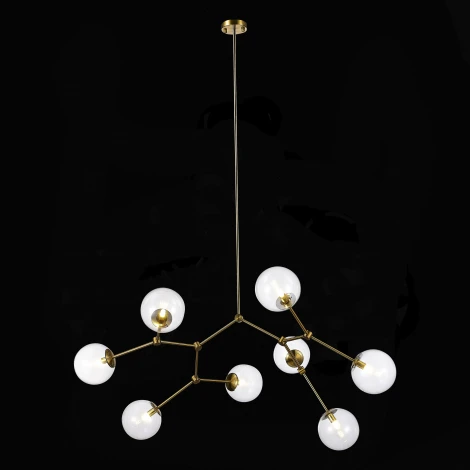 Потолочная люстра на штанге ST Luce Chieti SL1506.203.08 Золотистый/Прозрачный E14 8*40W (220V, шарики, молекулы)