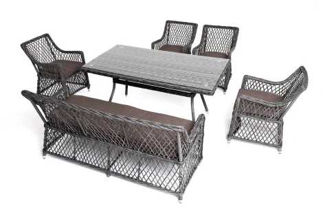 Обеденная группа плетеная на 6 персон, цвет графит 4SIS Катания KATS2C4T-6-SET graphite