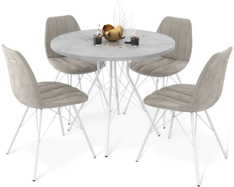 Обеденная группа SHT-DS212 бет. чик. свет.-сер./лунн. кам./хром лак Sheffilton 2642461001