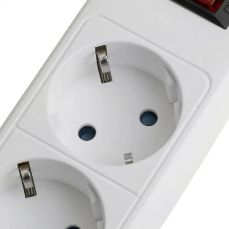 Сетевой фильтр 5-и местный с заземлением 5 метров (белый) Stekker Optima 50094