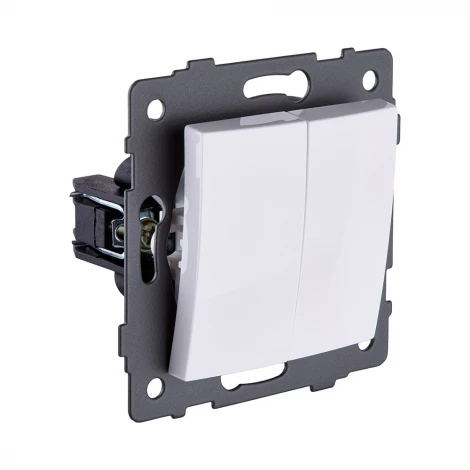 Выключатель кнопочный 2-клавишный 10А/250В изогнутый, белый Kollinger REA-R-011WH для Aspekt, Eleganz, Reflex