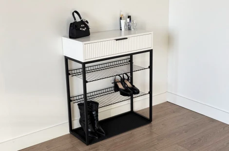 Обувница Вельвет Mebelson (ЛДСП,Металл/Светлое дерево,Белый,Черный) арт.173128,3323