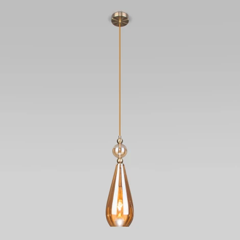 Подвесной светильник Eurosvet Ilario 50202/1 янтарный (220V, на проводе, круглые)