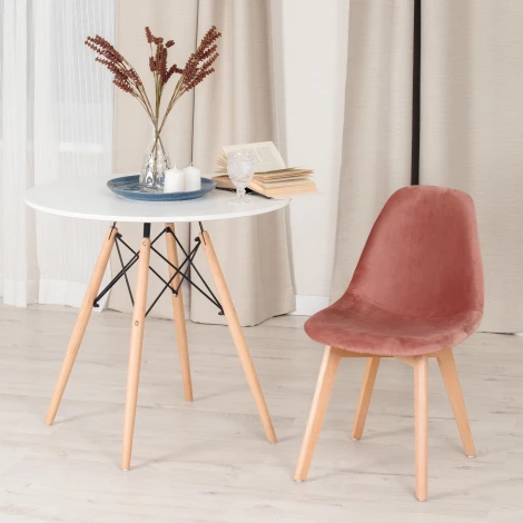 Обеденный стул Tetchair CINDY (Вельвет,Дерево бук/Коралловый)