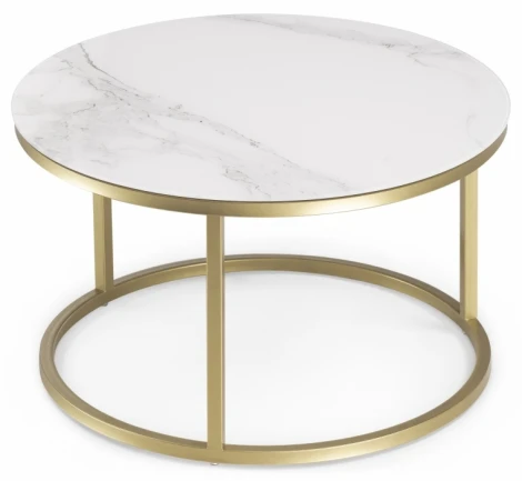 Комплект столиков Woodville Плумерия белый мрамор / золото 500008