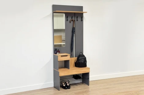 Прихожая Баско Mebelson (ЛДСП/Графит,Дуб крафт золотой) арт.173779,3319