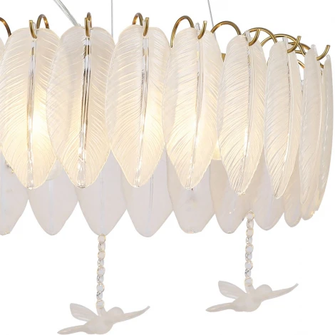 Подвесная люстра Favourite Philomela 3054-6P (220V, на тросе, листья, птички)