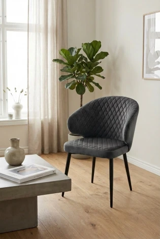 Стул ХИЛТ 360 град.поворот., цвет B28 Темно-серый, велюр / черный каркас M-City 64794