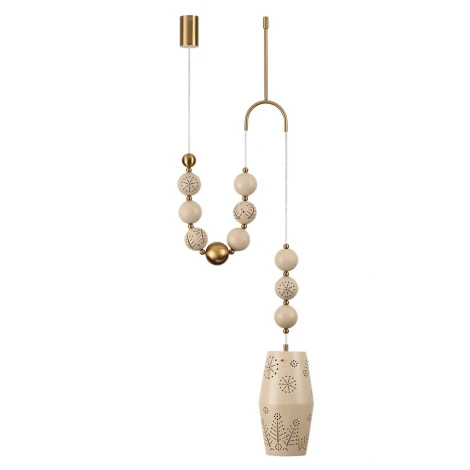 Подвесной светильник с держателем Odeon Light Karelia 5444/1B бежевый/античная бронза/металл/керамика E27 1*40W