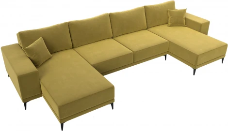 Диван П-образный Льюес (Желтый/Микровельвет) Лига Диванов арт.122416