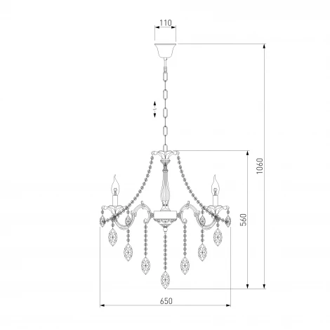 Подвесная люстра Eurosvet Veletta 10108/5 белый/прозрачный хрусталь Strotskis (220V, хрусталь Strotskis, на цепи, свеча)