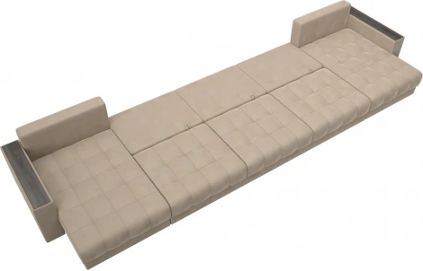 Диван П-образный с декором Лига-049 НПБ Мегалонг Лига Диванов (Велюр) арт.128523