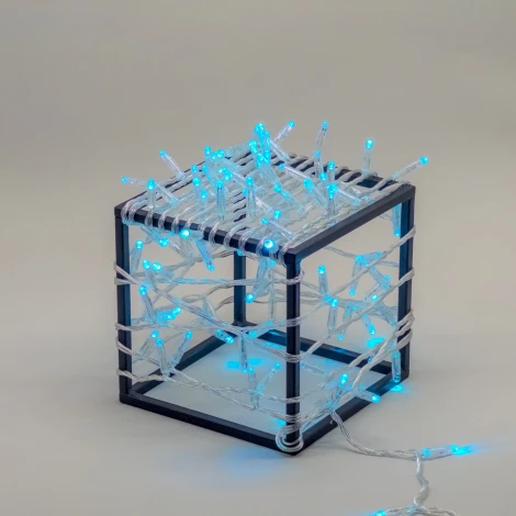 Гирлянда Нить с колпачком 10м небесно-голубая 24В, 100 LED, провод прозрачный ПВХ, IP65 Laitcom PST100CAP-10-1SB