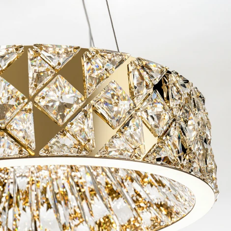 Подвесная люстра светодиодная хрустальная с пультом с регулировкой цветовой температуры Modelux ML.335.400 GD