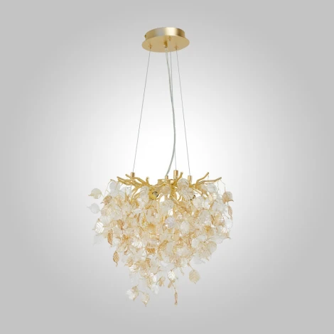 Подвесная люстра AM Group Forest D400 GOLD (220V, на тросе, листья)