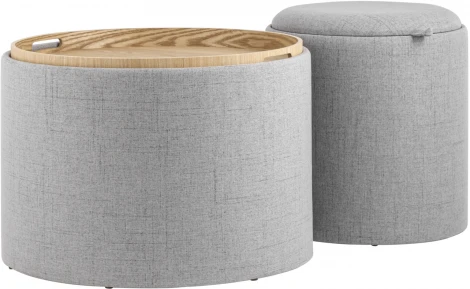 Пуф-столик с ящиком Хюгге L рогожка серый УТ000035341