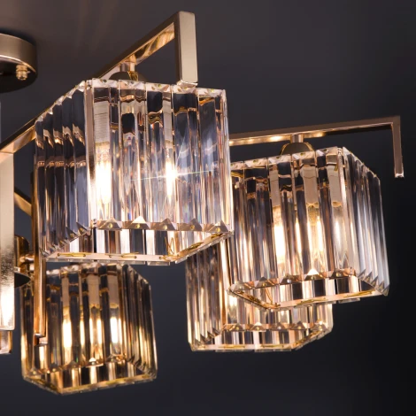 Потолочная люстра Eurosvet April 10126/8 золото/прозрачный хрусталь Strotskis Smart (10117/8)