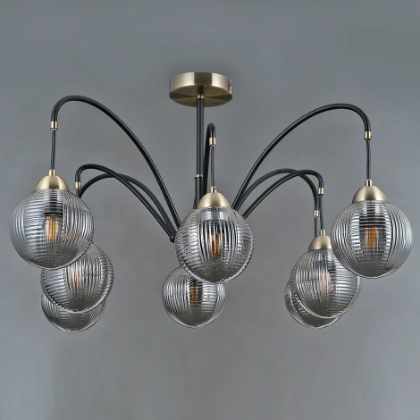 Потолочная люстра на штанге ILLUMICO IL0433-8PSQ-79 BK AB (220V, шар)