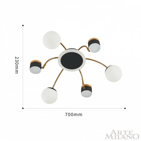 Потолочная люстра на штанге Arte Milano 272040/6 BK/GD (LED, 220V, шарики)