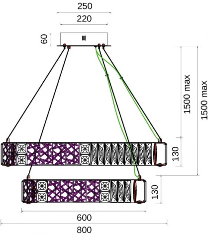 Подвесная люстра ярусная Fluorite Ravissement FL1068-14P (LED, 220V, хрусталь, на тросе, круглые)