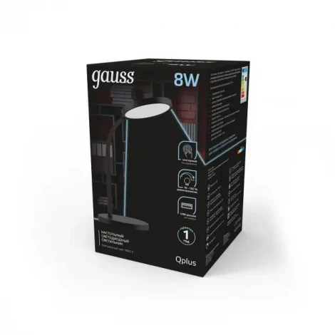 Офисная настольная лампа с usb-портом Gauss Qplus GT5032 (LED, 220V, диммер, сенсорный выключатель)