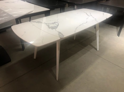 Стол ELIOT 120 GLOSS STATUARIO WHITE SINTERED STONE / WHITE