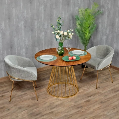 Стул-полукресло Martin серый шенилл с золотыми ножками Bradex Home арт.RF 0569