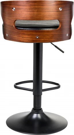 Стул барный DOBRIN FRED BLACK (коричневое дерево, чёрный) 1018_BlackBase-LMZ BLACK, цвет сиденья черный, каркаса коричневое основания черный