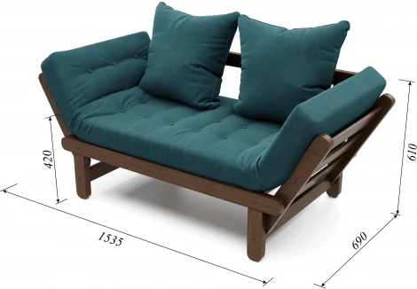 Кушетка Arsko Сламбер орех голубой велюр