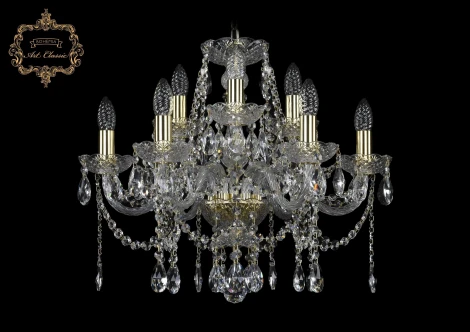 Подвесная люстра Art Classic 11.12 11.12.6+3.195.Gd.Sp (220V, хрусталь, на цепи, подсвечник, свеча)