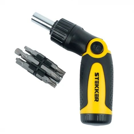 Отвертка реверсивная с битами 14 предметов Stekker 50408
