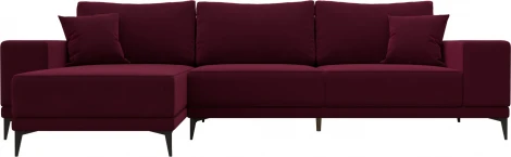 Диван угловой Льюес левый (Бордовый/Микровельвет) Лига Диванов арт.122408L