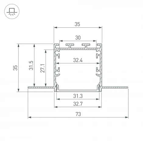 Профиль LINIA32-FANTOM-3000 ANOD (Arlight, Алюминий) 056262