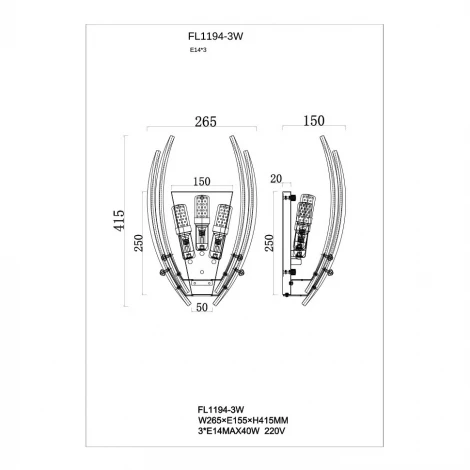 Настенный светильник Fluorite Florencia FL1194-3W