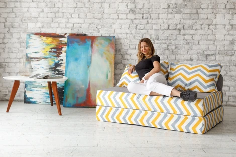 Бескаркасный диван Dreambag PuzzleBag Скандинавия Желто-Серый XL 4924100