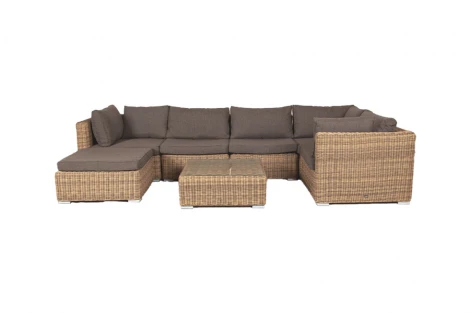 Трансформирующаяся лаунж-зона из искусственного ротанга, цвет соломенный 4SIS Лунго LS5O1T1-7-SET