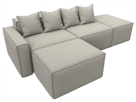 Диван угловой модульный Лига-063 угол левый (ДСП/Пластик/Рогожка/Бежевый) Лига Диванов 129783L