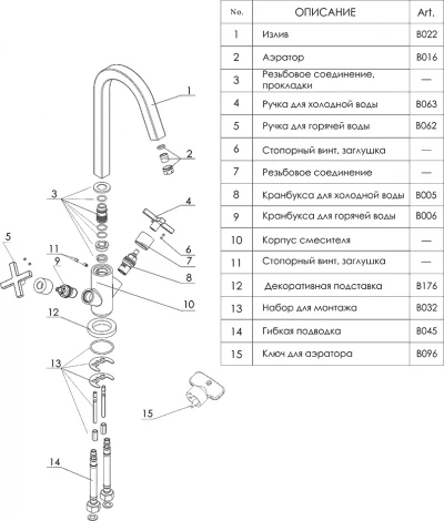 Смеситель Wasserkraft Weser 7803 для раковины