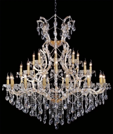 Подвесная большая люстра Crystal Lux Hollywood SP16+8+8 GOLD (220V, на цепи, подсвечник, свеча)